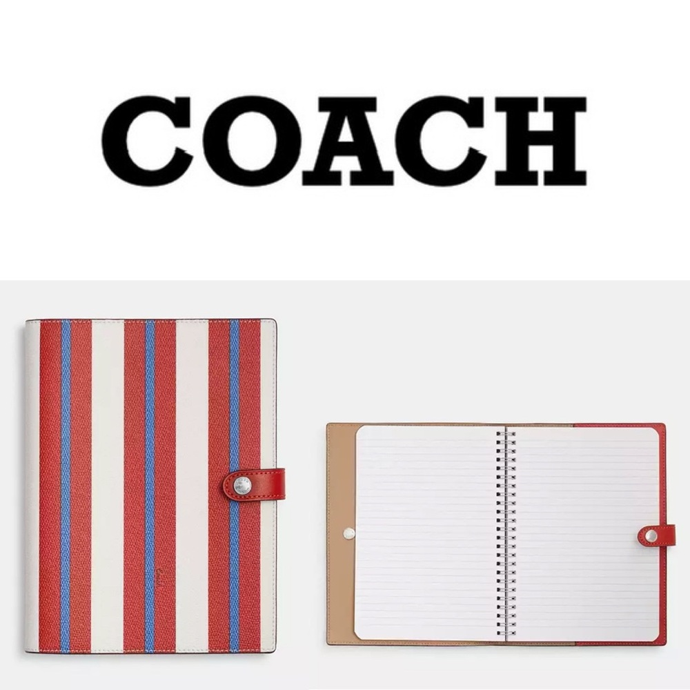 NEW Coach Coated Canvas Chalk Multi Stripe Notebook Journal Diary Agenda - Picture 8 of 15